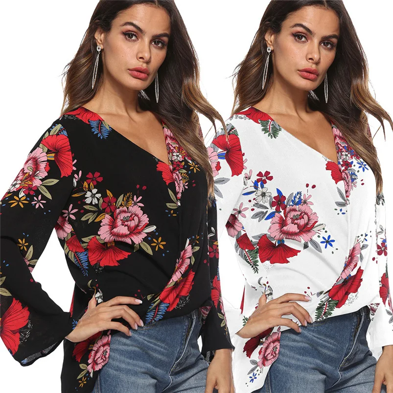 

Women Chiffon Blouse Brand Lady Summer Print Loose Long Sleeve Casual Tops Shirt Blouse feminina #G23 #N #N