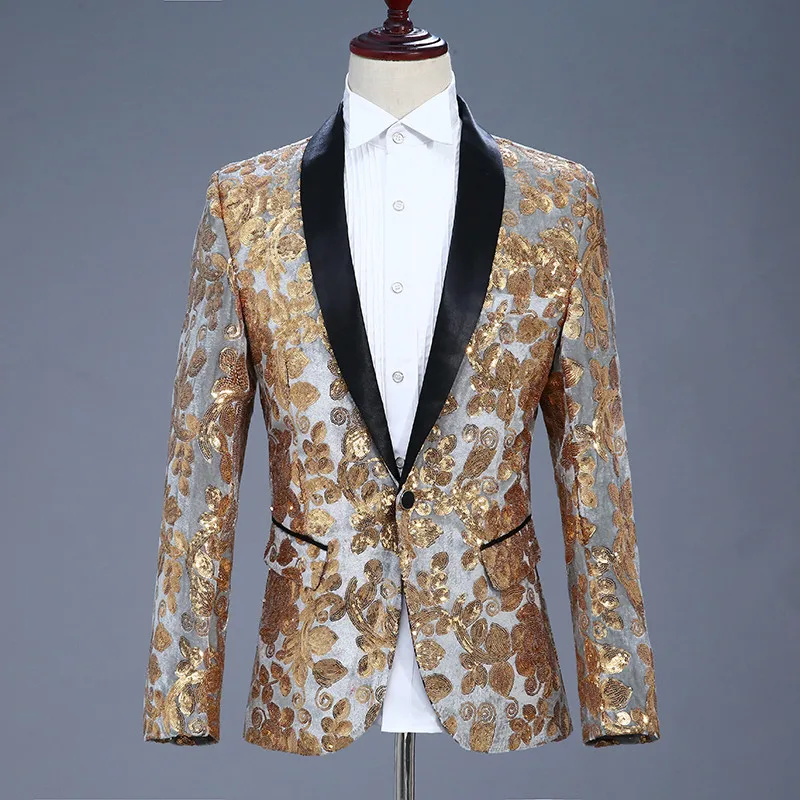 

Stylish Sequin Men Blazer Men Performance Suit Jacket Men's Sequin Jacket Stage Costumes for Singers Men's Blazer Hombre