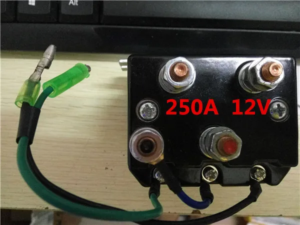 24V12V катушка реле постоянного тока 12000 фунтов контроль напряжения защитный электрический контактор для электрической лебедки Хорошее качество реле лебедки - Габаритные размеры: 250A 12V