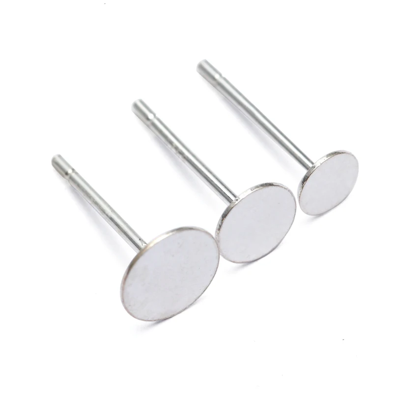 

10pcs/lot 3/4/5/6/8mm Pure Silver Real 925 Silver Earrings Back Blank Base Cabochon Base for DIY Ear Jewelry Making