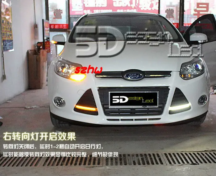 

LED Daytime Running Lights DRL LED Fog Lamp case for Ford focus 2011~2013 1:1, with Yellow Turn Signal Light, fast shipping