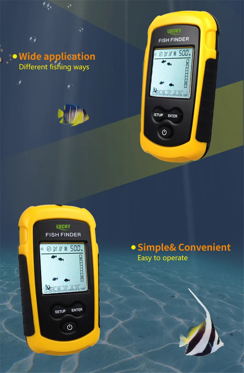 Lucky Sonar Fish Finder Alarm FF1108-1 100M Portable Sonar Sensor LCD Fishfinder Deeper Echo Sounder Transducer for Fishing Lure (5)