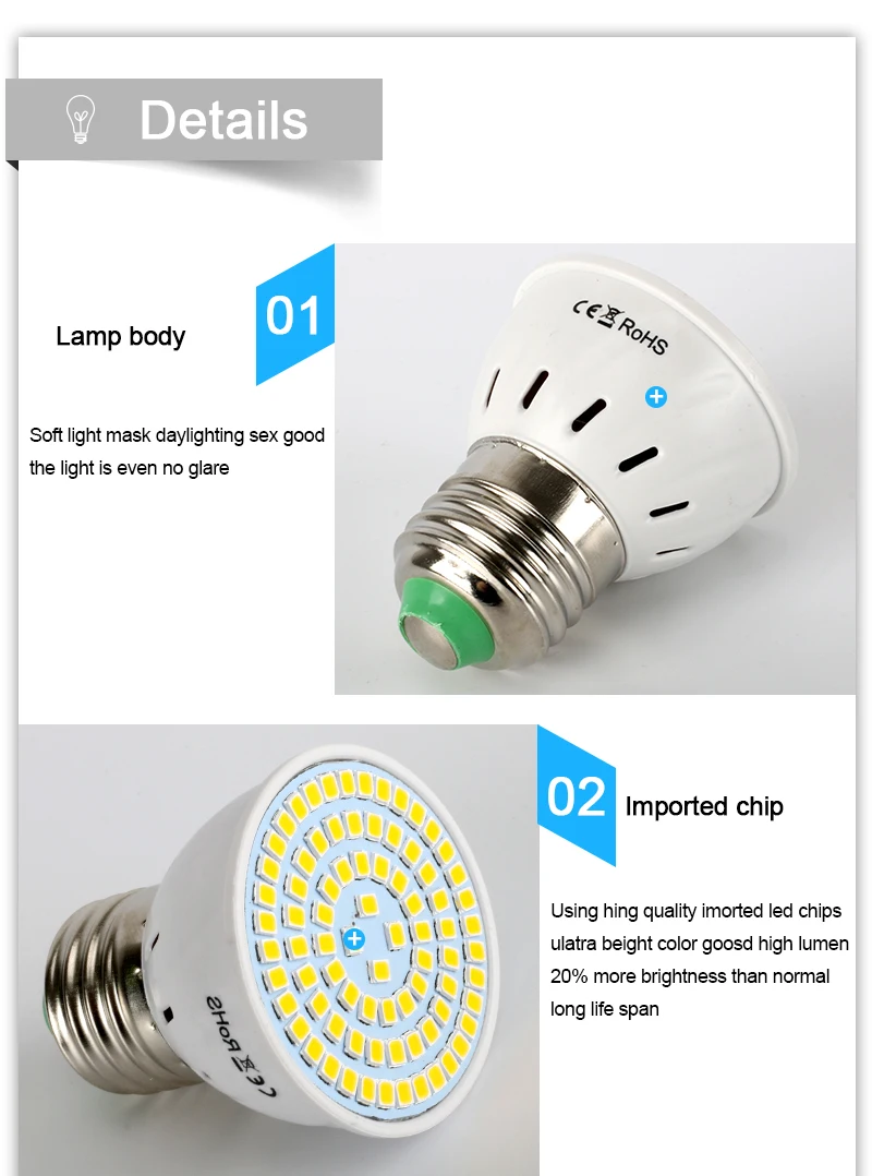 Светодиодный прожектор GU10 E27 MR16 светодиодный Лампа 220 V 48 60 80 светодиодный s 2835 SMD теплый белый холодный белый свет для дома Lampada светодиодный освещение