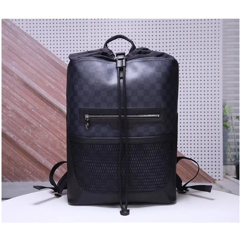 

2018 Men Women Backpack Genuine Leather Patchwork Men School Bag String Hasp Backpacks Luxury Letter Shoulder Bags High Quality