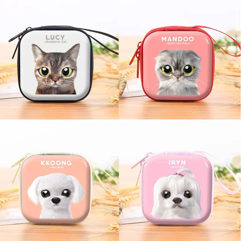 

2019 Kawaii Cat Dog Small Wallet Key Holder Tinplate Coin Purse Cheap Kids Xmas Santa Claus Gift Cartoon Mini Pouch Earphone Bag
