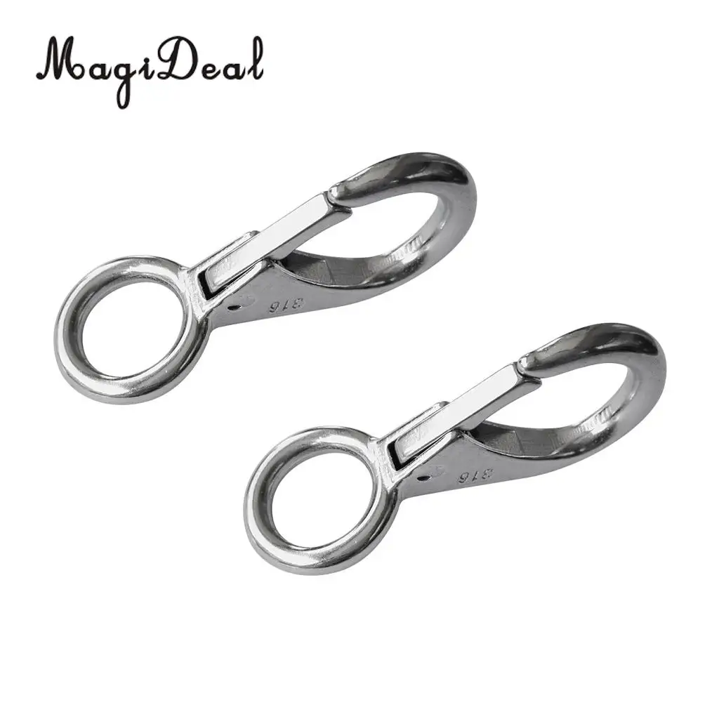 MagiDeal Superior 2Pcs 316 Stainless Steel Fixed Eye Boat Spring Snap Hook Marine Hardware Kit for Marine Industrial Application