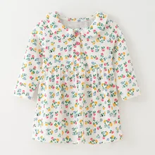 Little maven/Модная брендовая осенняя одежда для маленьких девочек; драпированное платье из хлопка; платья с принтом для маленьких девочек; S0531