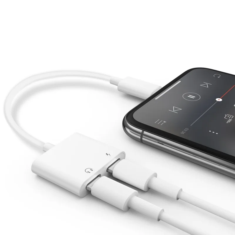 

2 in 1 Charging&Audio Adapter For iPhone 7 8 Plus Headphone Earphones Cable Support Music/2A Charge/Call For IOS 10.3/11 Version