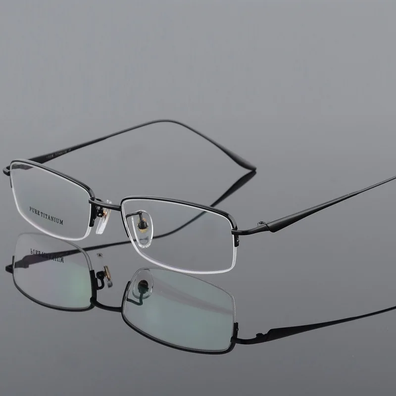 Титановая оправа для очков, мужские ультралегкие квадратные очки для близорукости по рецепту, мужские металлические очки с полной оптической оправой 8272 - Цвет оправы: black