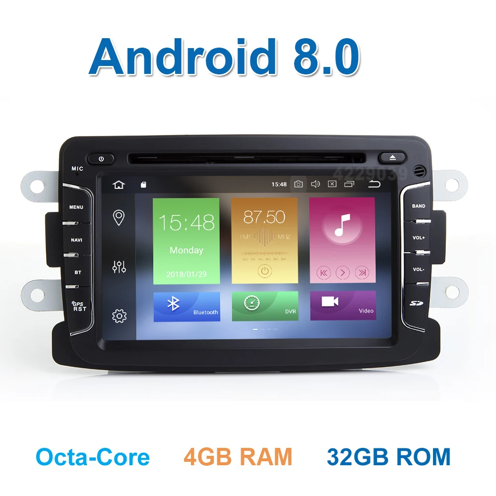 

Android 8.0 Car DVD Multimedia Player for Dacia Sandero Duster Renault Captur Lada Xray 2 Logan 2 with WiFi Bluetooth Radio GPS