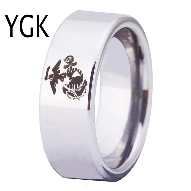 Ygk Free Shipping Jewelry Hot S 8mm Silver Pipe Army Ring Ygk Free Shipping Jewelry Hot S 8mm Silver Pipe Army Ring Usmc Design Men Tungsten