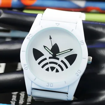 New Fashion Women Men Stainless Steel Watch Silicone Strap Quartz Wrist Watches Luminous needle Leaf Grass Sports Watch