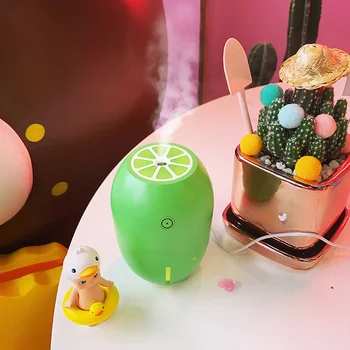 

Humidifier 180ml Mini Ultrasonic USB Portable Lemon Style LED Night Light Ultra Quiet Air Purifier Car Travel Office Funny Green