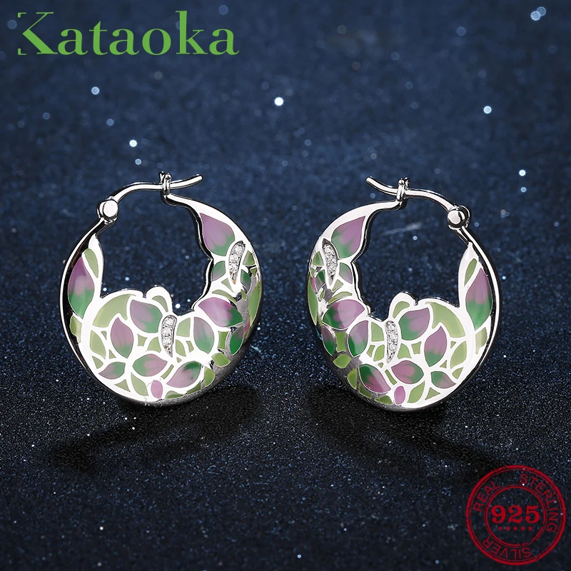 

2018 Fashion Flowers Drop Earrings For Women Authentic 925 Sterling Silver fashion CZ Earrings luxury Party Jewelry Enamel