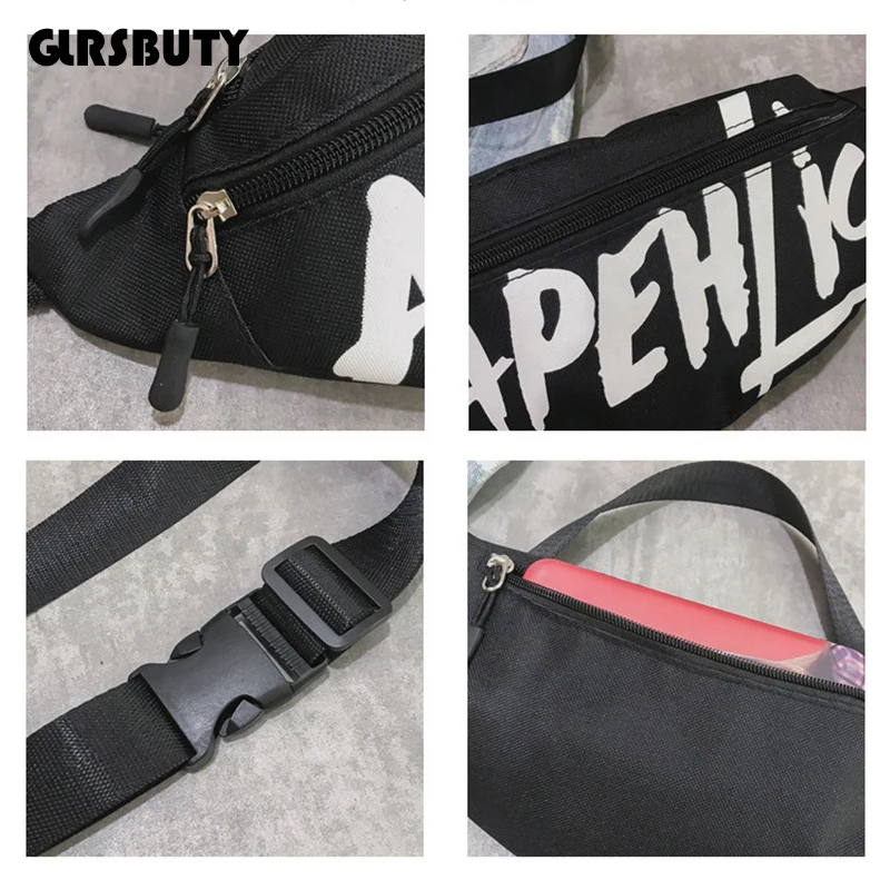 GLRSBUTY Женская поясная сумка с буквенным принтом Хип-Хоп ремень сумка Harajuku на плечо женский слинг нагрудный карман модный карман сумка на пояс женская мужская поясные сумки бананка