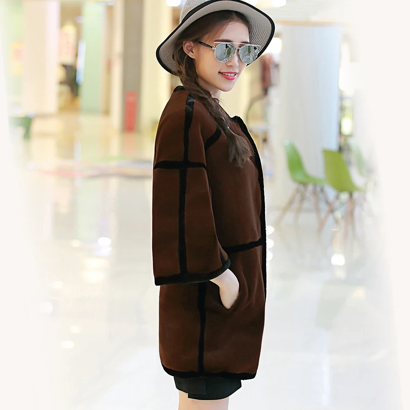 2017 Fourrure Manteau Green Col Faux Veste Mode Rayé coffee Lapin Outwear Hiver Femmes Luxe Nerazzurri Synthétique De n1UwxqRq