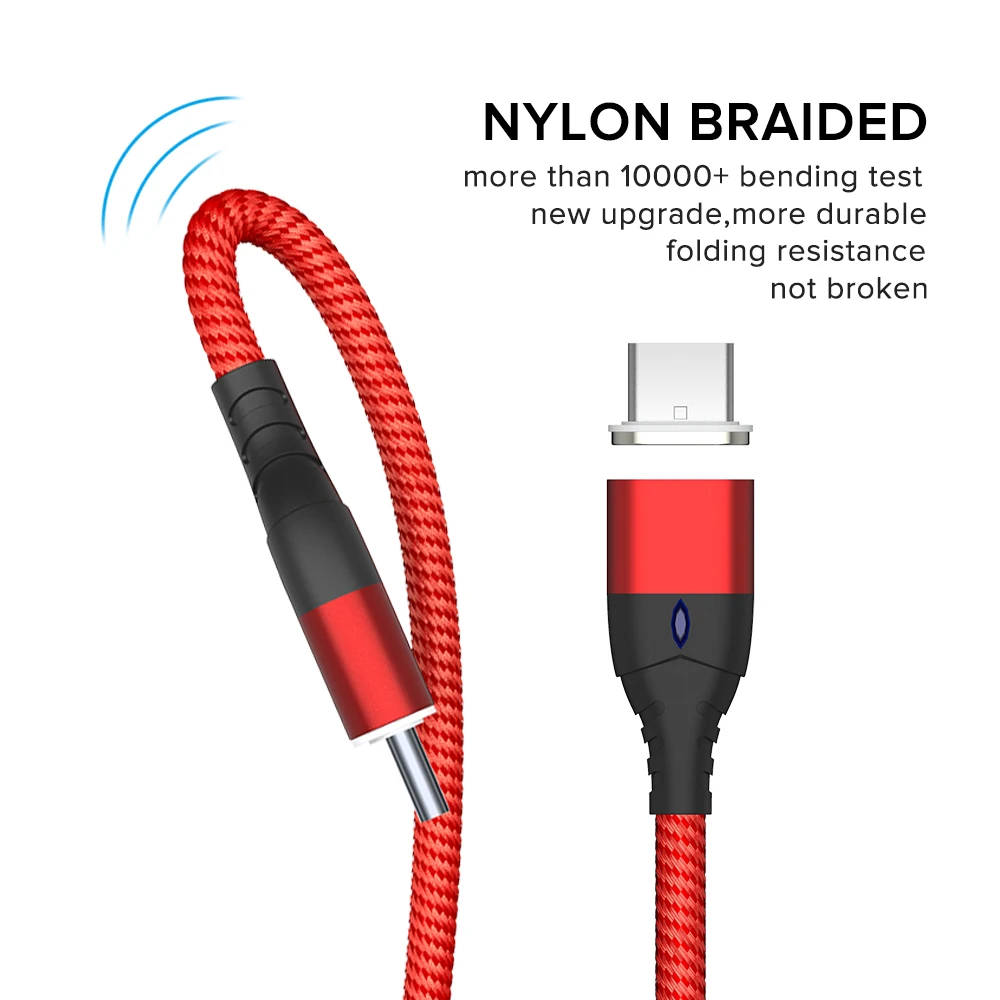 Кабель usb type C 1 м 2 нейлоновый Магнитный микро провод 3 а кабель для быстрой зарядки