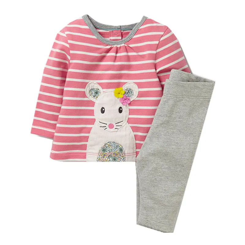 Little Maven/Новинка; сезон весна-осень; Детский Милый хлопковый махровый вязаный комплект футболок с длинными рукавами и круглым вырезом для девочек - Цвет: Pink Striped