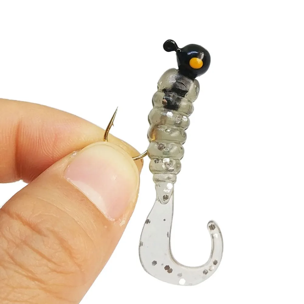 7 pieces Jig Head Fishing Hooks with Soft Baits Worm 4.5cm/2.6g