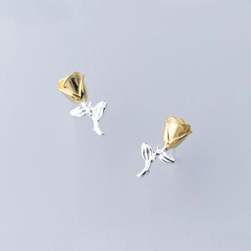 INZATT Настоящее серебро 925 проба минималистичные серьги гвоздики с розами для модных женщин вечерние милые ювелирные изделия аксессуары