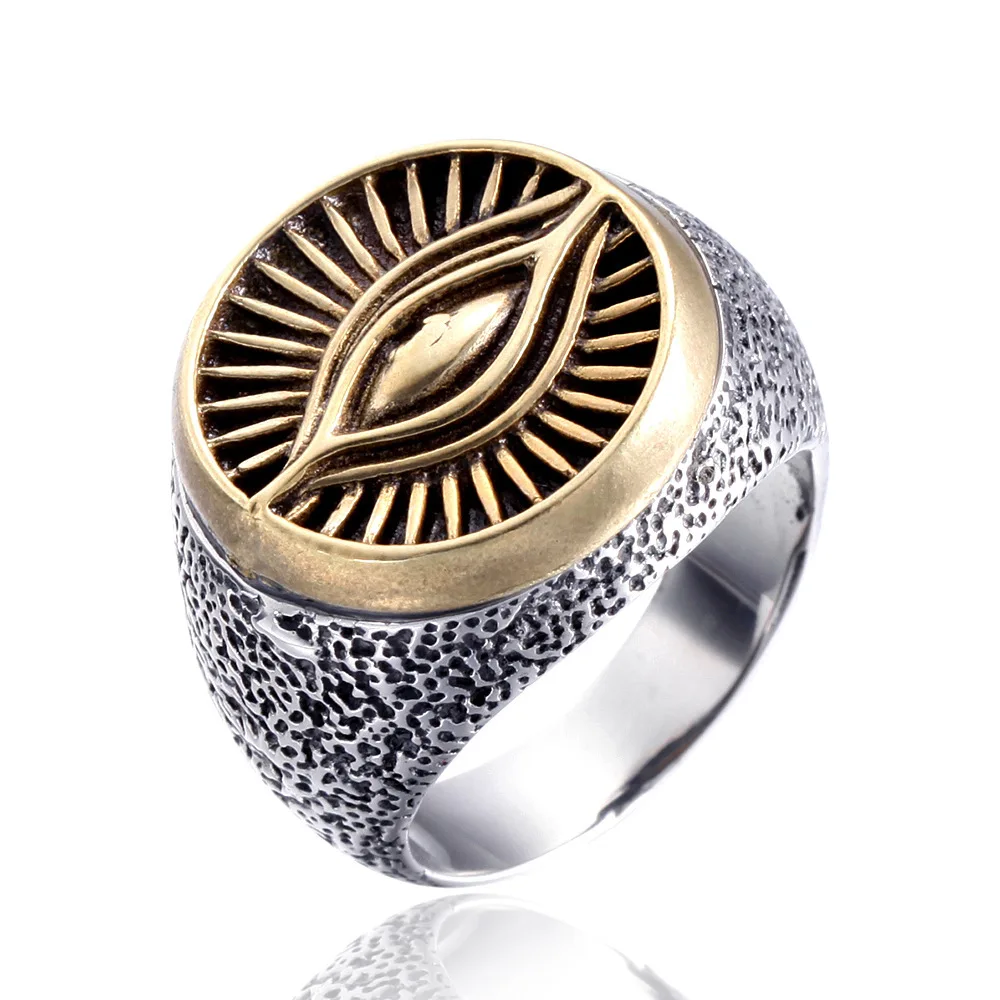

316L Stainless Steel Golden Eyes Egyptian Man Men Rings Titanium Punk Rock Hip Hop for Man Male Boy Jewelry Accessories Gift