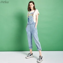 ARTKA новые женские джинсовые комбинезоны, модные повседневные штаны-шаровары, свободный джинсовый комбинезон с высокой талией, комбинезоны без рукавов KN10398X