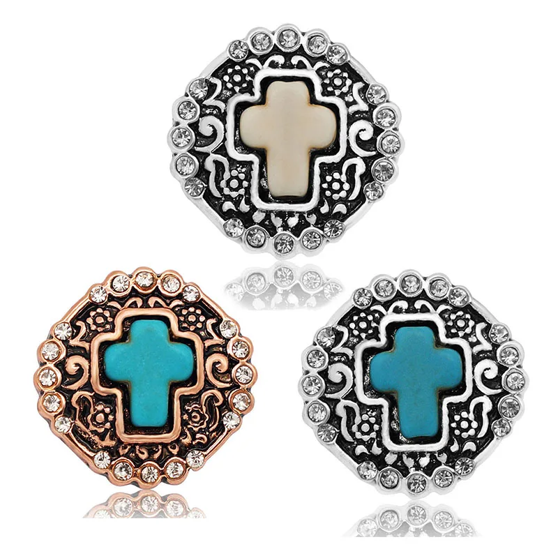 

New KZ3106 Beauty charm Round crystal cross pattern 18mm charm snap buttons fit DIY snap jewelry wholesale