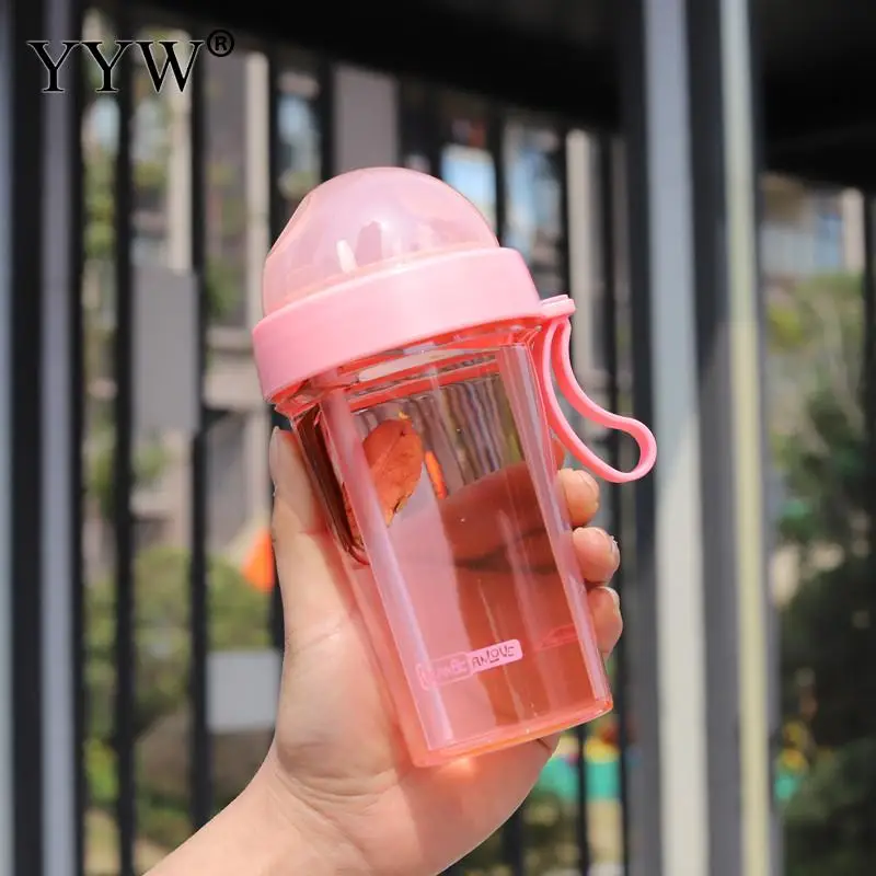 420ml Creative Couple Sippy Cups Sports Water Bottle With Straw Coffee Bottle For Of Water A Cup Of Double Drink Water Bottles