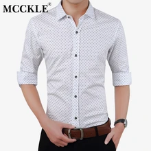 MCCKLE Новая Осенняя модная мужская одежда Slim Fit Мужская рубашка с длинными рукавами Мужская Повседневная рубашка в горошек для мужчин Social Плюс Размер M-5XL
