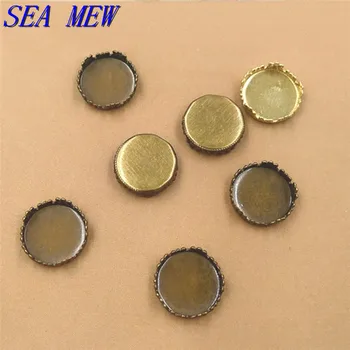 

12mm Round Cabochon Base Crown Connectors Copper Antique Bronze Blanks Setting DIY Base Cameo For Jewelry Making