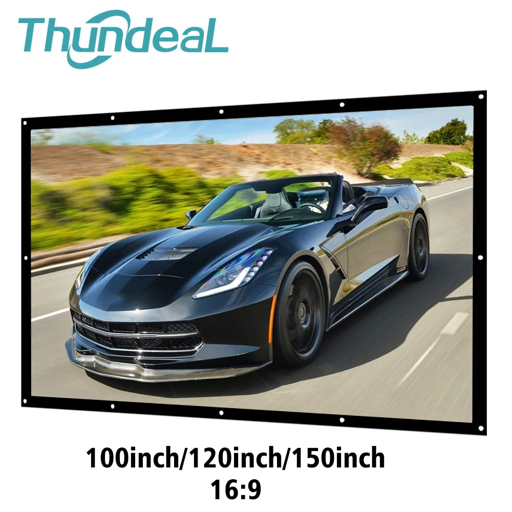 ThundeaL 16:9 100 120 150 بوصة الإسقاط العارض شاشة قماش ستارة بيضاء شاشة 3D فيلم المحمولة الحائط إبراز ThundeaL 16:9 100 120 150 بوصة الإسقاط العارض شاشة قماش ستارة بيضاء شاشة 3D فيلم المحمولة الحائط إبراز
