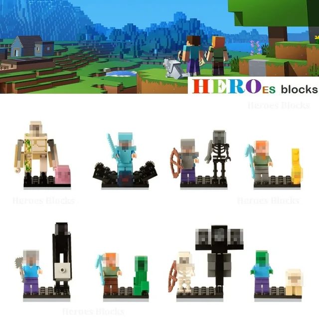 Cheap Single Sale Minecrafted Building Blocks Ender Dragon Zombie Steve Alex man Skeleton Figure Bricks Toy kid gift Compatible Legoed