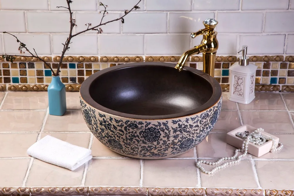 China Artistic Handmade Europe Vintage Lavabo Washbasin Ceramic Bathroom Sink Art Counter Top ceramic art basins (4)