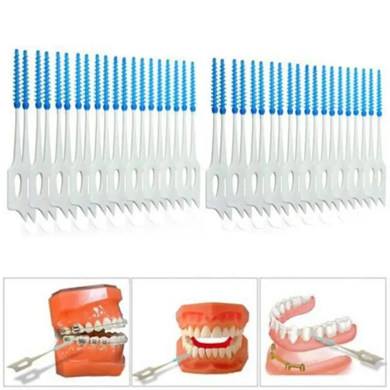 

40pcs/pack Push-Pull Interdental Brush Oral Care Toothpick 0.7mm Gum Interdental Brush Orthodontic Wire Brush Tooth pick brush