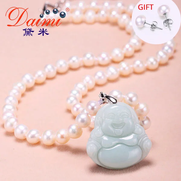 

DMCPFP006 6-7MM Pearl Pendant Necklace Jade Maitreya Freshwater Pearl Pendant For Mother G