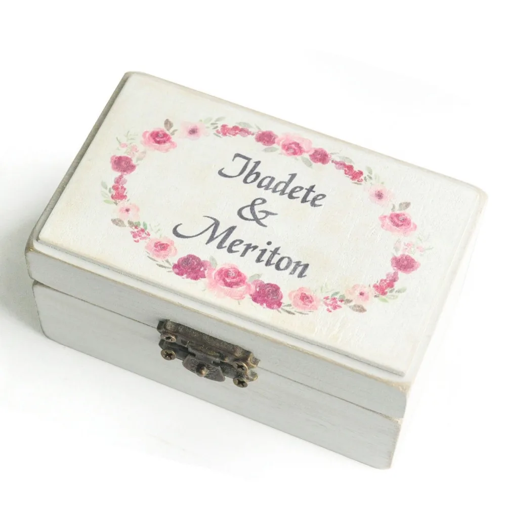 Personalized box Wreath wedding Ring holder ring box Ring Bearer Box Wedding