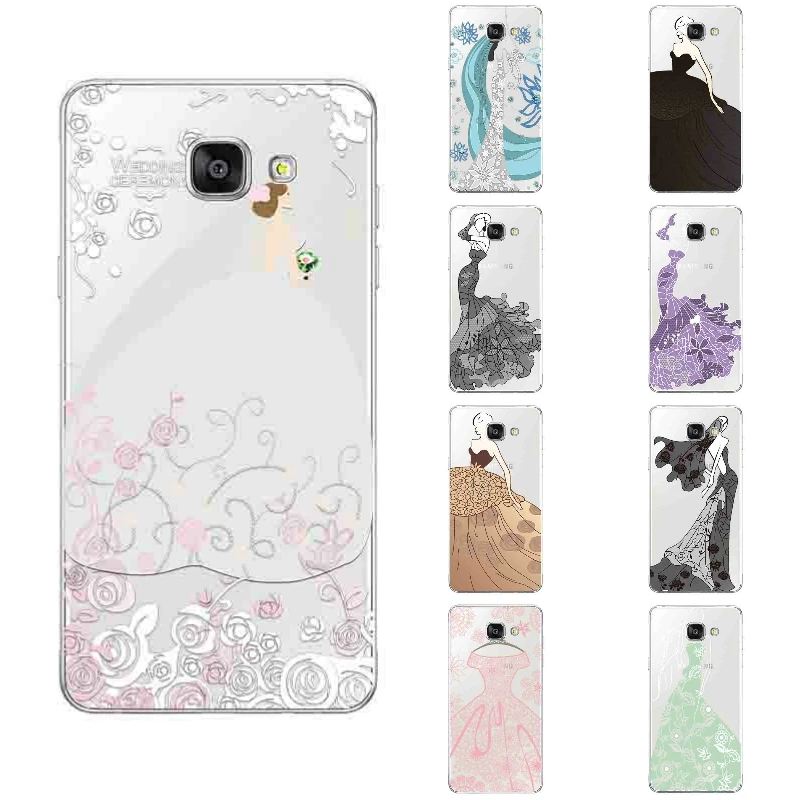 For Samsung Galaxy A7 2017 Shell A720 Phone Case Transparent 0.6mm Ultra Thin Cover Silicon Wedding Dress Pattern Gel | Мобильные