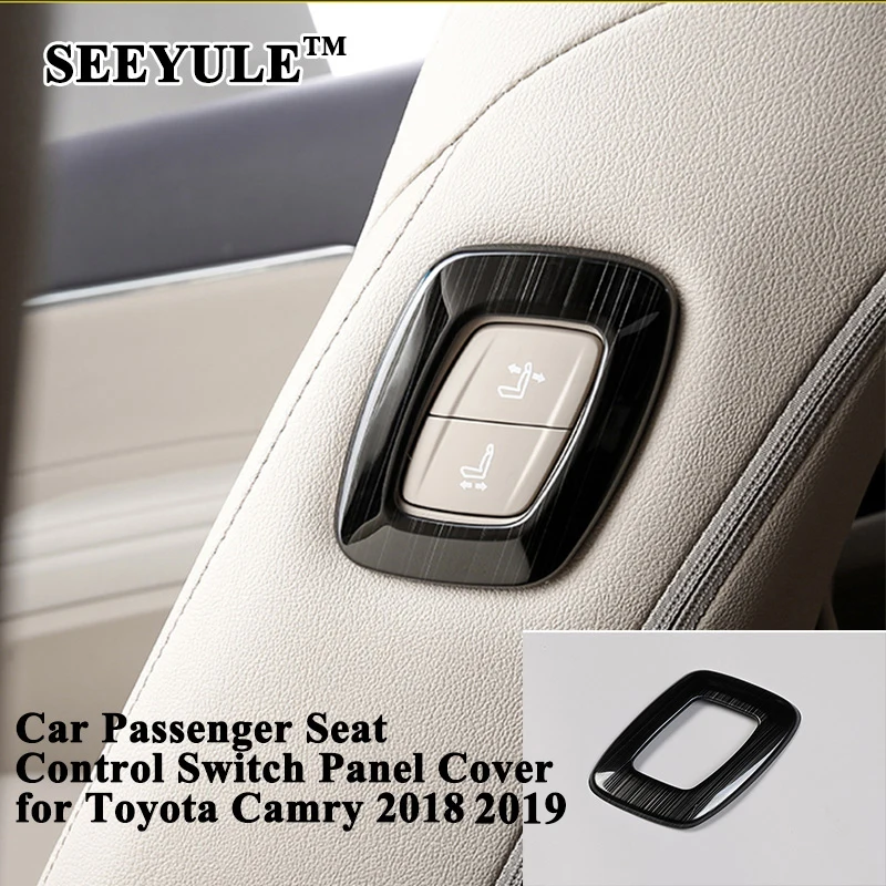

1pc SEEYULE Styling Car Passenger Seat Adjusting Switch Cover Decoration Trim Sticker Accessories for Toyota Camry 2018 2019