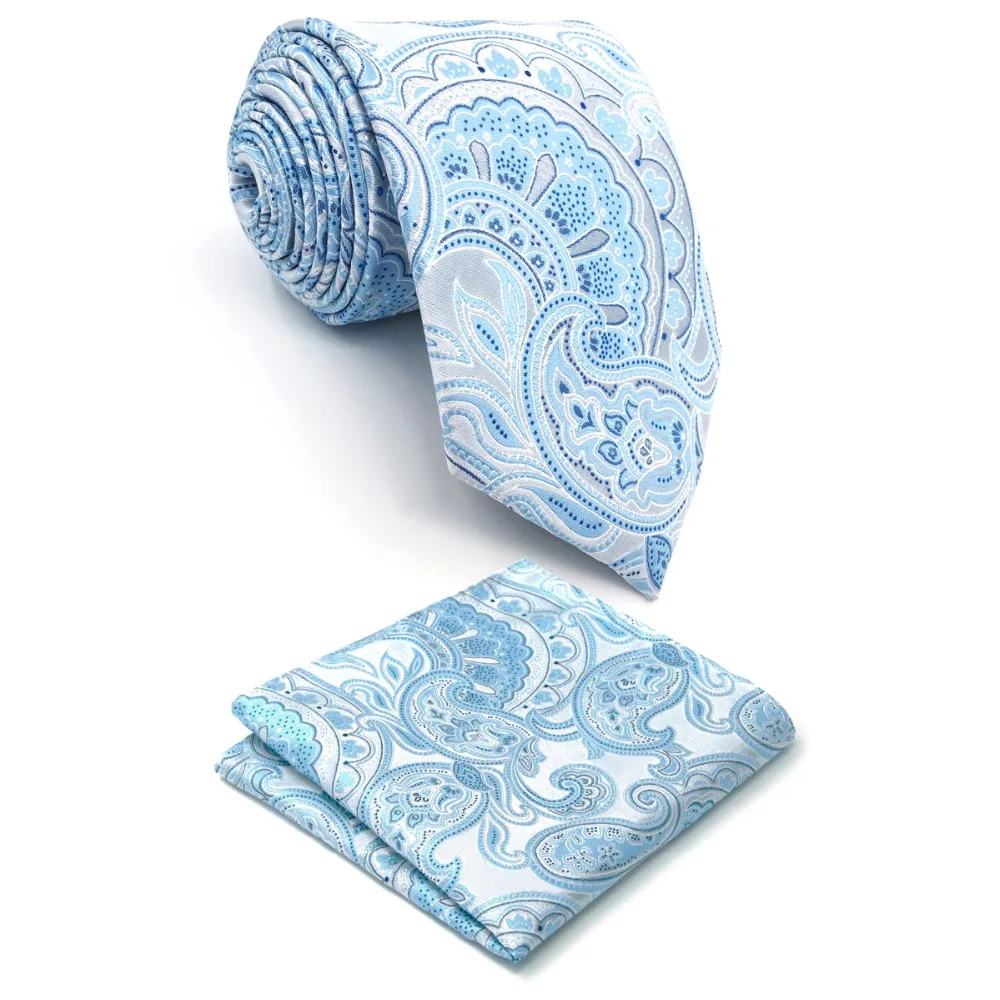 A38 Azure Paisley Mens Ties for male Necktie Silk Jacquard Woven