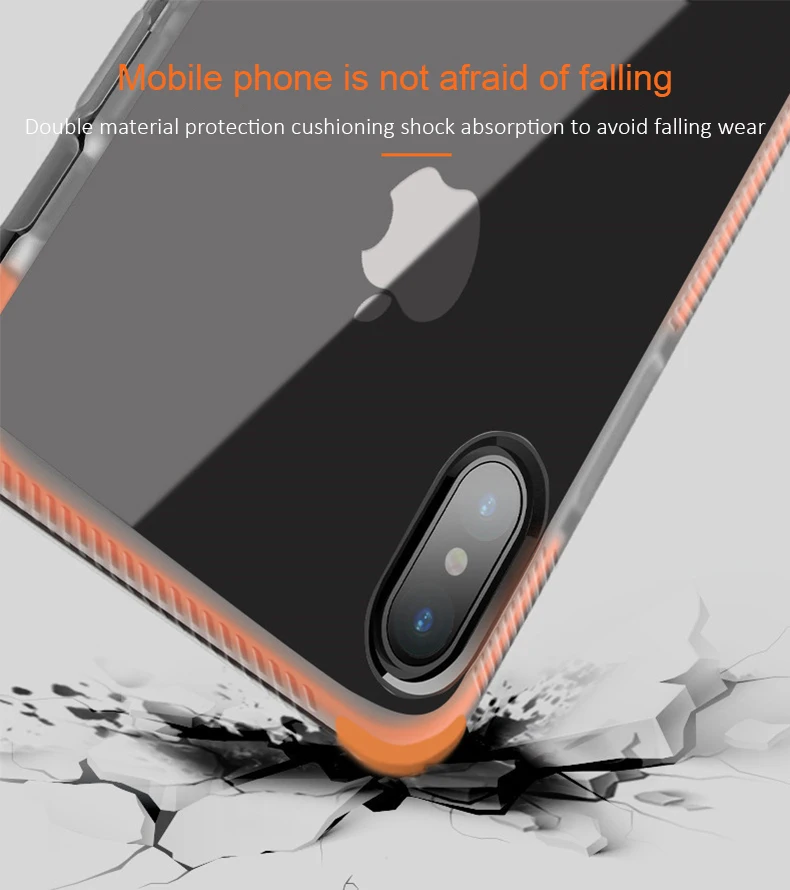 For Iphone 7 6 8 6S Plus Case Luxury Anti-knock Covers Transparent Soft TPU Clear Back Cover For Iphone X XS Max Phone Cases