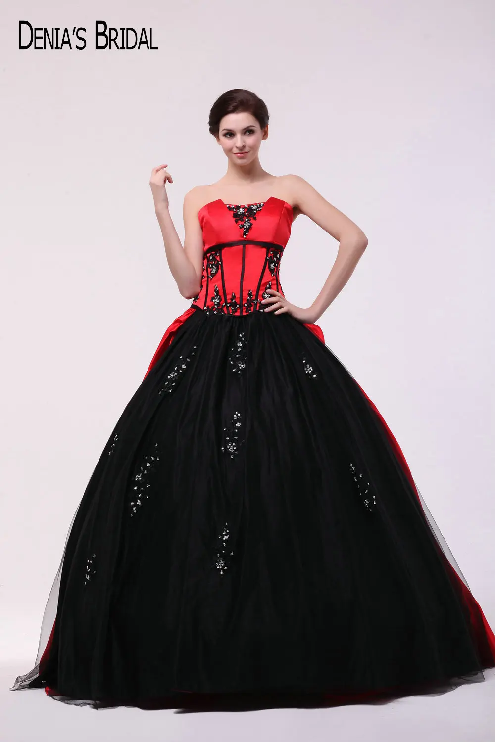 red black ball gown