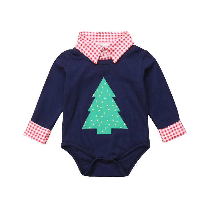 0-18 м для новорожденных Для маленьких мальчиков Рождественская елка боди милый боди с длинными рукавами осенняя одежда наряды