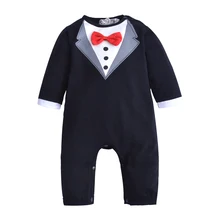 Baby Boy Romper Infant Toddle baby Suit Little Gentleman Clothing with bow tie Baby Jumpsuit bebe Kids Clothing Jumpsuits