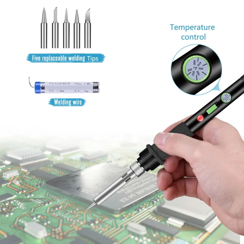 GEYOTAR EU Plug 60 Вт терморегулятор паяльник Комплект отпайки насоса припой провода 5 шт. советы портативный сварочный инструмент для ремонта