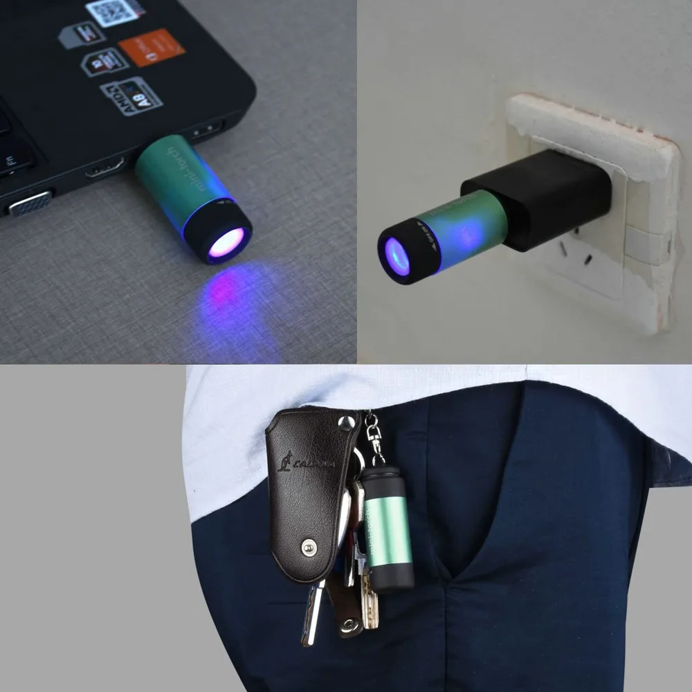 Светодиодная лампа usb charg 0,3 W 25lm портативный светодиодный мини-фонарик USB Перезаряжаемый брелок синий зеленый, красный, фиолетовый 3,0
