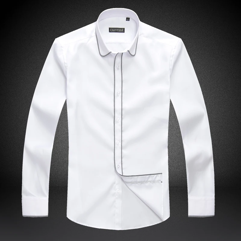 

GREVOL 2017 New Fashion Square Collar Long Sleeve Slim Fit Soft Comfortable Men Dress Shirts 100% Cotton Border Shirts
