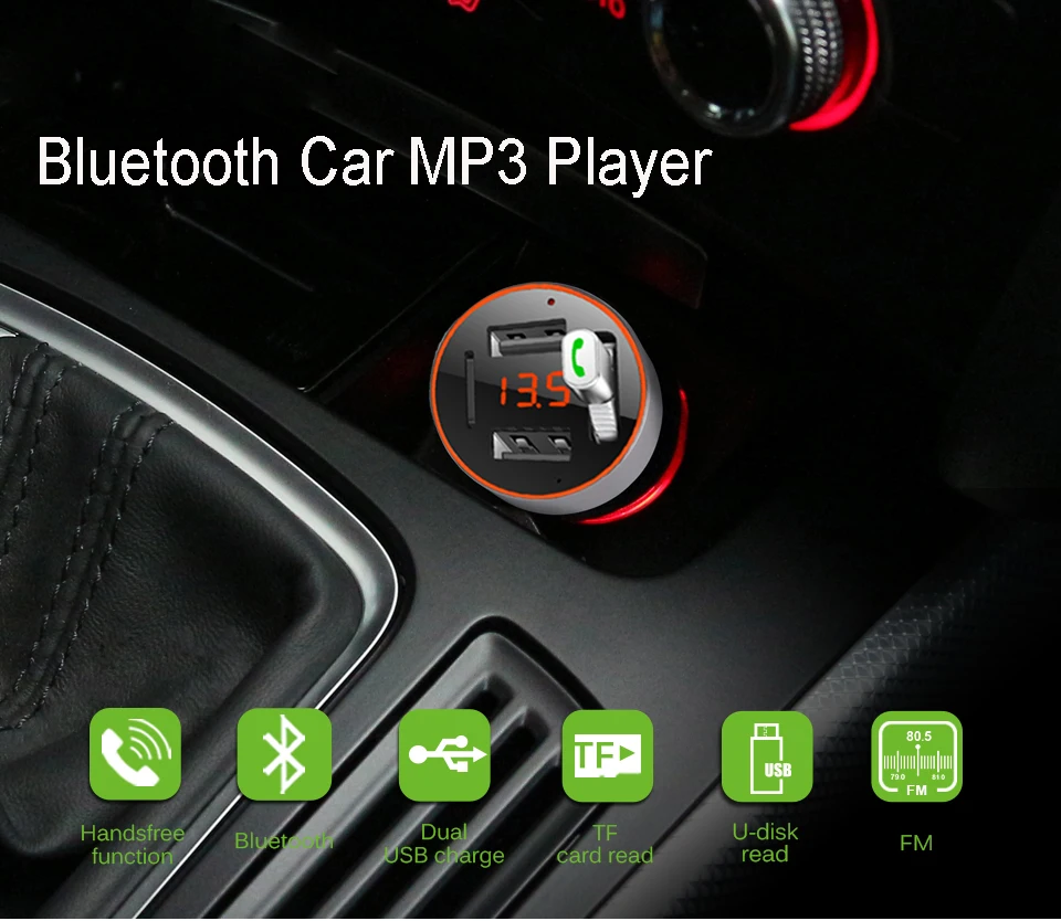URANT Dual USB Автомобильное зарядное устройство с Bluetooth fm-передатчик беспроводной модулятор автомобили MP3 аудио плеер Поддержка Handsfree TF слот