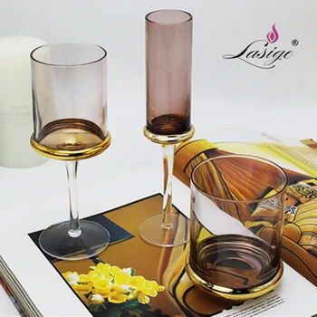 

301mL-400ml European light powder hand painted gold red wine glass Champagne Cup water glass candlestick furniture home furnish