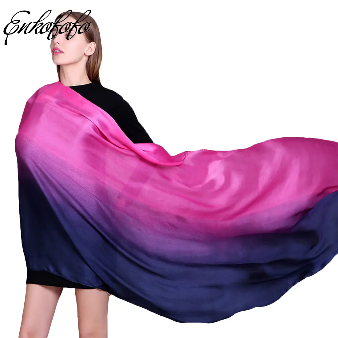 180*90 см натуральный чистый Шелковый шарф женский градиент весна лето Mujeres Bufanda шаль элегантные длинные шарфы большой размер