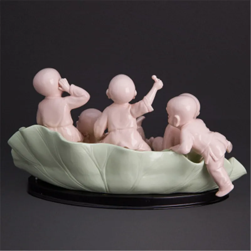  Chinese Style Lotus boy Porcelain Doll Statue Creative Craftwork Bedroom Decorations Wedding Gift G - 32954951870